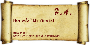 Horváth Arvid névjegykártya